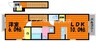 グランパレK　A棟 1LDKの間取り
