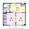 ベルフラワーⅠ 2DKの間取り