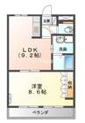 グランドハイム福田 1LDKの間取り
