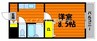 シャトーブリアン 1Kの間取り