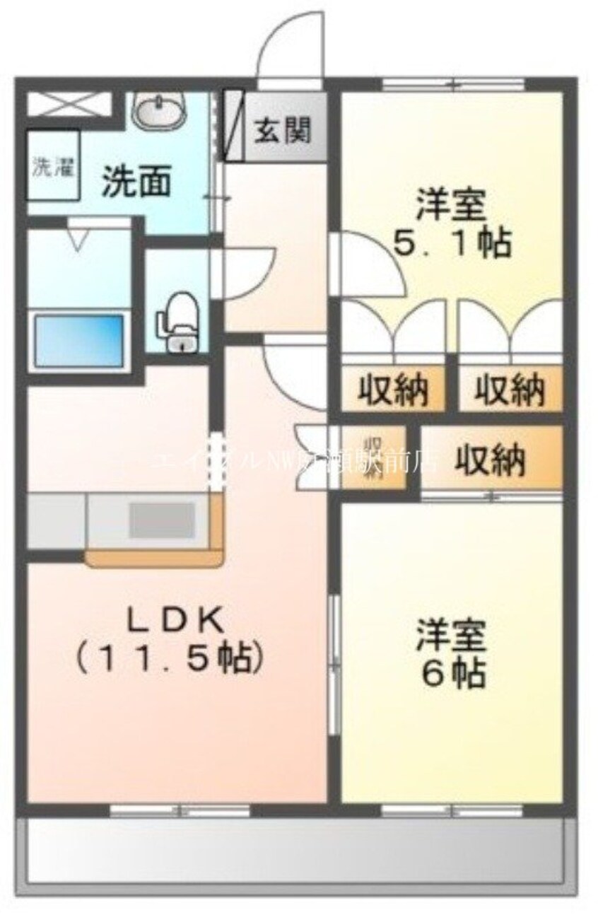 間取図 プロニティ　オオフク壱番館