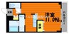 ジュメル倉敷 1Kの間取り
