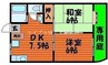 センスフルタウン西王寺Ⅱ　C棟 2DKの間取り
