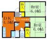 清水コーポF 2DKの間取り