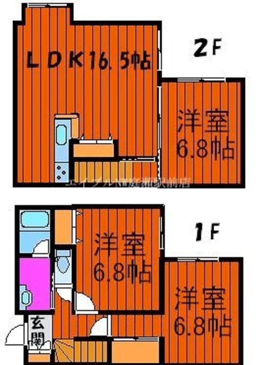 間取図 ブランアーニーヨコイカミ　D