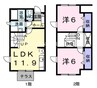アヴニ－ル 2LDKの間取り