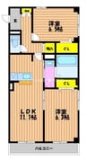 ラフォーレＦ 2LDKの間取り