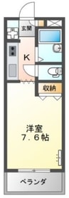 サンルームあじさい 1Kの間取り