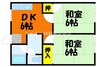 メイプルタウンかつき 2DKの間取り