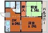 コーポ薔薇　Ａ棟 2DKの間取り