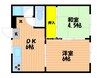 コーポ薔薇　B棟 2DKの間取り