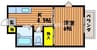 CASA茶屋町 1Kの間取り