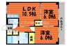 ビューハイツ吉備路 2LDKの間取り