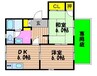 カーサつぼい　B棟 2DKの間取り