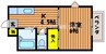 CASA茶屋町 1Kの間取り