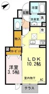 ヴィルヌーブカノン 1LDKの間取り