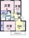 エルディムパディＢ 3DKの間取り