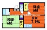 セジュールマキⅢ 2DKの間取り