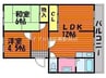 国富コーポ 2LDKの間取り