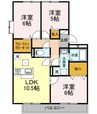 ハイカムールウエストリバー　Ａ棟 3LDKの間取り