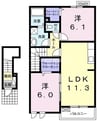 カルムＢ棟 2LDKの間取り