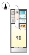 メゾンモンパルナス 1Kの間取り