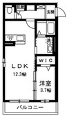 ホワイトガーデン 1LDKの間取り