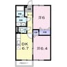 サンライズ　オアシスＢ 2DKの間取り