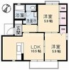 ビックイーストⅡ　B棟 2LDKの間取り