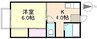 サンライフ倉敷C棟 1Kの間取り