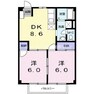 ニューシティナンバ 2DKの間取り