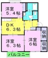 グッドライフ茶屋町　C棟 3DKの間取り