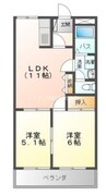 サンルームひまわり 2LDKの間取り