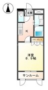 コンテンポラリースクエア 1Kの間取り