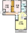 セカンドコート　B棟 2LDKの間取り