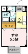 セジュールアレイ　B棟 1Kの間取り