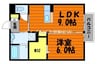 ジョイフルタウン西岡 1LDKの間取り