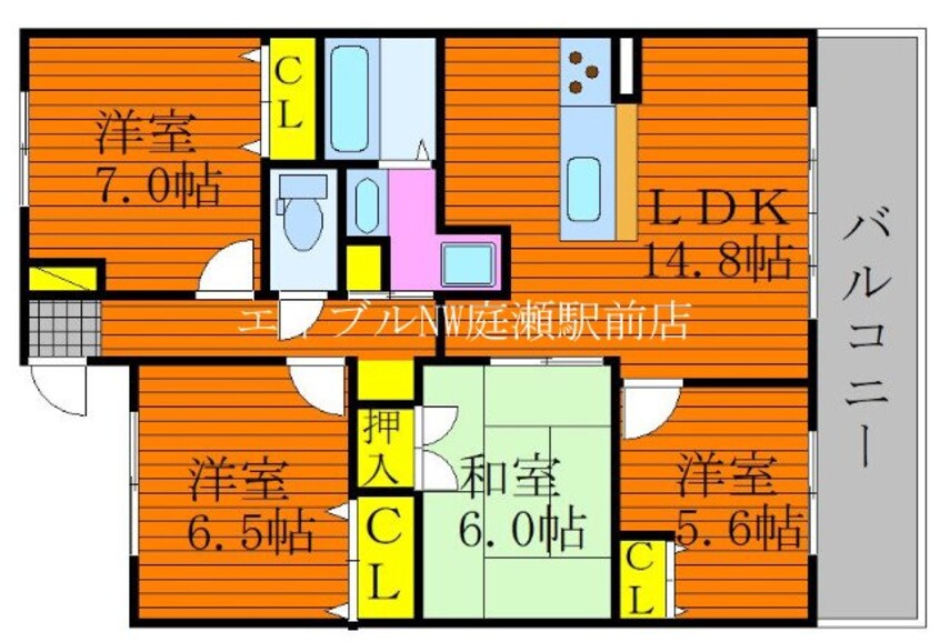 間取図 リビンコート問屋町ウエスト