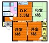 プレジール早島B棟 3DKの間取り