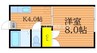 ドエル津島 1Kの間取り