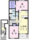サンシャインヒルズ 2LDKの間取り