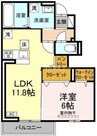 エフフォーリア 1LDKの間取り