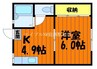 アスティ21 1Kの間取り