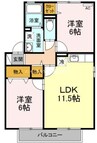 メゾンプリネール　Ａ棟 2LDKの間取り