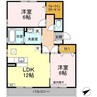 プラシード三宅 2LDKの間取り