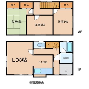 間取図 中島４丁目３LDK借家S62