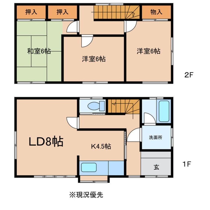 間取図 中島４丁目３LDK借家S62