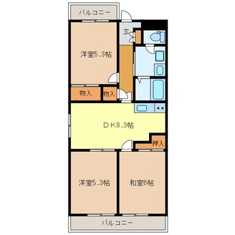 間取図 東海道本線/浜松駅 バス7分領家郵便局下車:停歩6分 4階 築23年