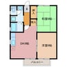 セジュール佐藤 2DKの間取り