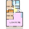 クリスタルパレス 2LDKの間取り